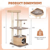 4-layer cat tower with scratching posts, coffee color, featuring a cozy condo and washable cushions for playful cats.