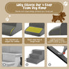 4-step foam dog ramp in gray with non-slip surface, designed for easy pet access to beds and furniture.