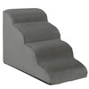 Gray 4-tier foam dog steps with non-slip surface, ideal for pets with mobility issues to access furniture easily.