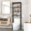 4-tier freestanding over the toilet storage rack in rustic brown, featuring a sturdy metal frame and open shelves for.