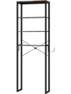 4-tier freestanding over the toilet storage rack in rustic brown, made of MDF with a sturdy metal frame for bathroom.