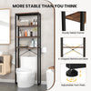 4-tier freestanding over-the-toilet storage rack in rustic brown with sturdy metal frame and adjustable foot pads for.