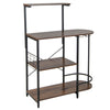 4-tier kitchen bakers rack in rustic brown, featuring a sturdy metal frame and ample storage space for kitchen.