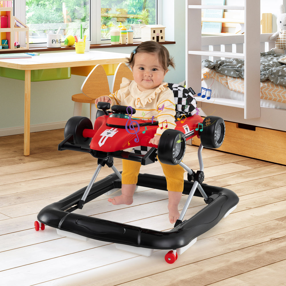 4-in-1 Baby Push Walker Activity Center Height Adjustable with Music Box-Red - Gallery View 1 of 10