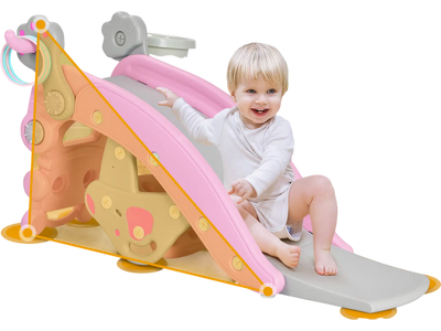 Costway 4-in-1 Kids Rocking Horse Slide Set Pink 24931875 New