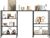 4-tier black foldable storage shelf with wheels, ideal for versatile display in kitchens and living rooms.