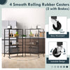 4-tier foldable storage shelf in black with 4 smooth rolling rubber casters, ideal for kitchens and living rooms.