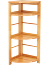 4-Tier Corner Shelf with Rubber Wood Frame and Anti-Toppling Kit