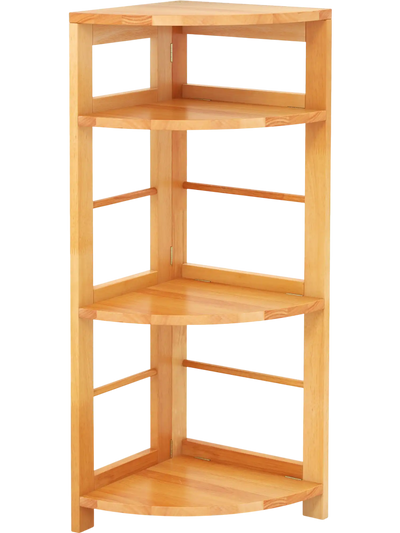 Costway 4-Tier Corner Bookshelf Rubber Wood Frame Anti-Toppling Kit 86492573 New