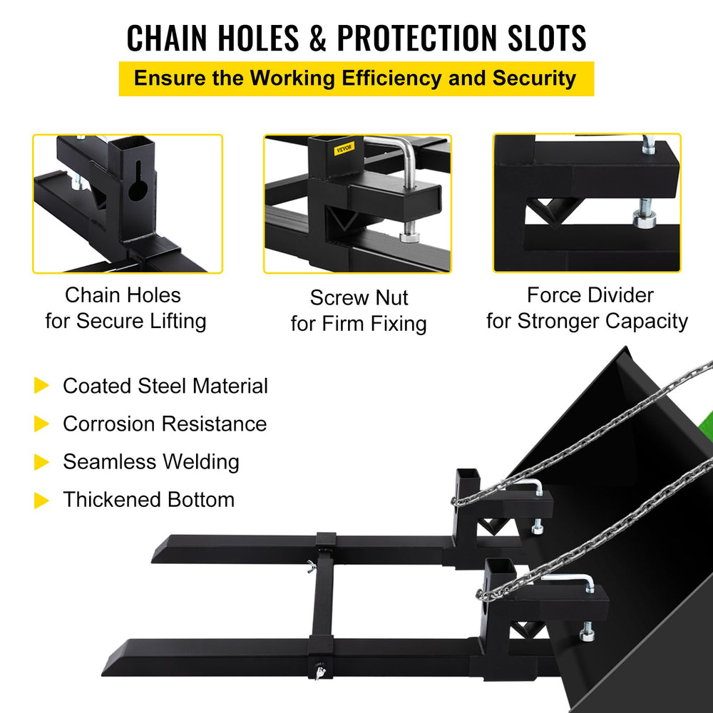 Vevor Pallet Fork Clamp On Attachable 42.9" 4000 Lbs With Adjustable Stabilizer Bar Heavy Duty New