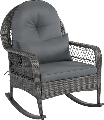 Costway 400 lbs Patio Rattan Rocking Chair w/ Cushions 25804820 New
