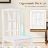 White dining chair with a 95° ergonomic backrest and sturdy rubber wood frame, perfect for kitchen or dining room use.