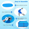 Outdoor family swimming pool assembly steps, featuring a metal frame and durable triple-layer PVC fabric for backyard.