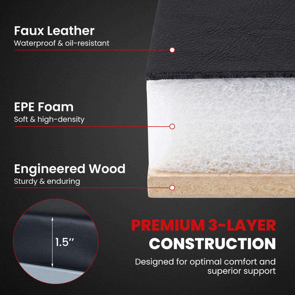Premium 3-layer construction of the 40" 2-in-1 mechanic creeper features waterproof faux leather and high-density EPE foam.