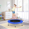 A child joyfully jumps on a 40" foldable fitness trampoline with a safety pad, perfect for fun and exercise at home.