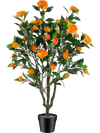 40-inch artificial camellia tree with 37 vibrant flowers and decorative river stones in a cement-filled pot for easy.