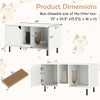 40-inch white cat litter box enclosure with two compartments, includes scratching board and stylish design for home.
