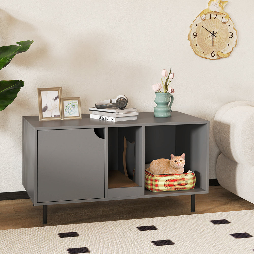 40 Inch Cat Litter Box Enclosure for 2 Cats Hidden Cat Washroom-Gray - Gallery View 1 of 10