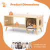 40-inch coffee table cat house in natural wood with open storage shelf, suitable for cats of various sizes.