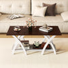 Walnut 40-inch farmhouse coffee table showcasing a spacious top, perfect for drinks and decor in your living room.