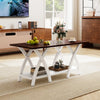 Walnut 40-inch farmhouse coffee table with X-shaped support, featuring a spacious 2-tier design for living room storage.
