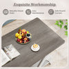 Gray 40-inch farmhouse wooden coffee table with a spacious top, X-shaped legs, and round corners for safety and style.