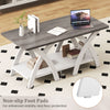 Gray 40-inch farmhouse coffee table showcasing non-slip foot pads for enhanced stability and protection on floors.