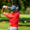 Golf swing trainer aid with weighted head, fiberglass shaft, and ergonomic handle for improving swing balance and tempo.