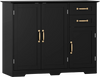 Black 40-inch modern kitchen sideboard buffet cabinet with gold-tone handles, featuring 2 drawers and adjustable shelf.