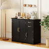 Black 40-inch modern kitchen sideboard buffet cabinet with 2 drawers and adjustable shelf, ideal for versatile home use.