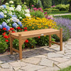 40-inch outdoor bench with slatted contoured seat, perfect for deck entryway, surrounded by colorful flowers.