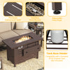 40-inch brown outdoor propane fire pit table with stainless steel burner and lava rocks, perfect for patio gatherings.