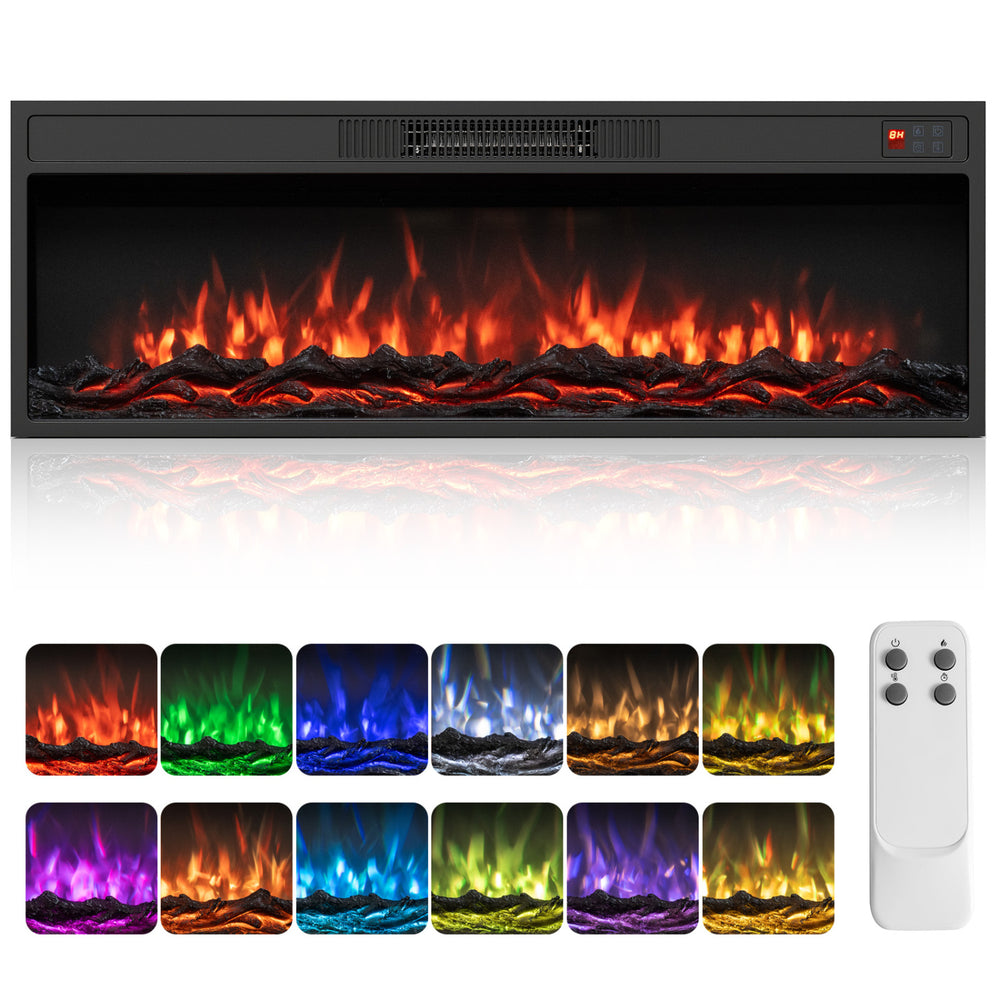 40 Inch Recessed Electric Fireplace Heater with Adjustable Flame Colors & Brightness - Gallery View 1 of 2