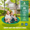 40-inch green saucer tree swing with adjustable ropes, ideal for two kids, promotes outdoor play and friendship.
