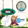 Round 40-inch green saucer tree swing with adjustable ropes, solid carabiners, and cute dinosaur patterns for outdoor.