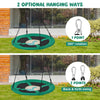 40-inch green saucer tree swing with adjustable ropes, featuring 1-point and 2-point hanging options for outdoor fun.