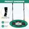 Round 40-inch green saucer tree swing with adjustable ropes, suitable for 2 kids, made of durable 900D oxford fabric.