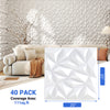 White 3D wall panel from a 40-pack, featuring decorative diamond patterns, ideal for creative DIY home decor.