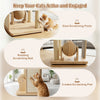 Solid wood cat tree features sisal scratching posts, a cozy space capsule, and a removable cushion for playful engagement.