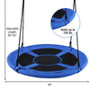 Blue 40-inch flying saucer tree swing with adjustable height, holds up to 700 lbs, perfect for outdoor play.