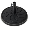 Round 40LBS outdoor umbrella base with a flower pattern, made of durable resin and featuring a rustproof metal pole.
