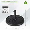 Round 40LBS outdoor umbrella base with a 21.5-inch diameter, featuring a sturdy metal pole and elegant flower pattern.