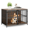 40 Inch Dog Crate Furniture Dog Kennel with Dual Lockable Double Doors-Rustic Brown - Gallery View 1 of 9