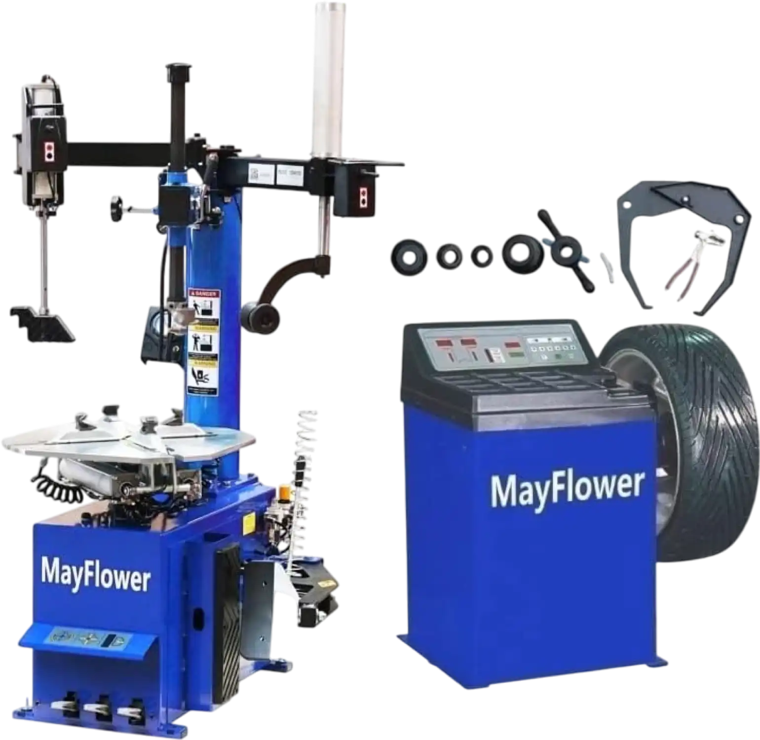 Mayflower Tools 988 + 680 1.5 HP Tire Changer with Double Assist Arms and Wheel Balancer Combo New