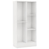 White 5-cube floor bookcase with anti-tipping kits, featuring various storage sizes for books and decorations.