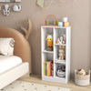 5-cube floor bookcase in white, featuring different sized storage cubes, perfect for books and decorations in a child's.
