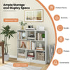 41-inch white 8-cube freestanding bookcase with spacious top for toys, books, and potted plants, ideal for kids' rooms.