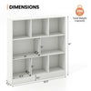 41-inch white 8-cube freestanding bookcase with dimensions, ideal for kids' rooms and organization.