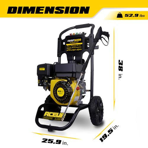 Aceup Energy 3400 PSI Gas Pressure Washer 2.6 GPM 212cc High Pressure Power Washer for Garden, Cars, Wall