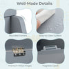 Rounded corners and easy-to-clean surface of the gray wooden mobile toy storage organizer with lockable wheels.